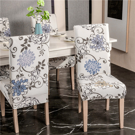 HKM-172755 Chinese Classical Floral Stretch Chair Cover - Fits Chair Backs 46-55cm, Polyester & Spandex, Perfect for Any Room