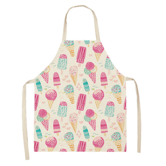 HKM-173523 Creative Ice Cream Printed Oil and Stain Proof Apron - Modern Linen Design