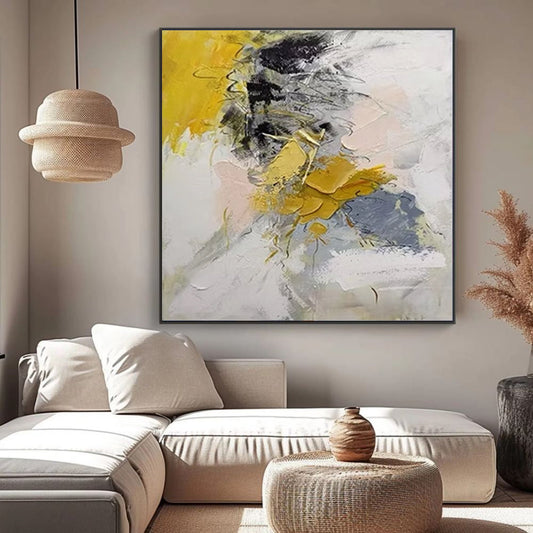 HKM-176083 Large Hand-Painted Modern Abstract Acrylic Canvas Art for Living Room Decor