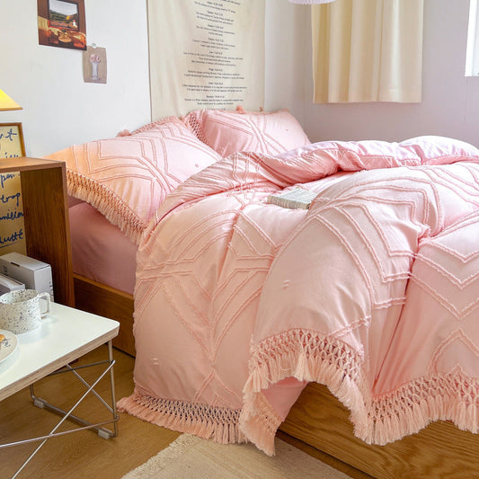 HKM-176147 Bohemian Cotton Quilt Set - 4-Piece Ins Wind Stereo Style for 1.5m, 1.8m, and 2.0m Beds