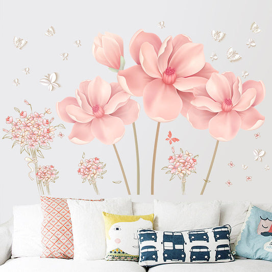 HKM-178387 Modern Flower Wall Stickers - Self-Adhesive PVC Décor for Bedroom Decoration