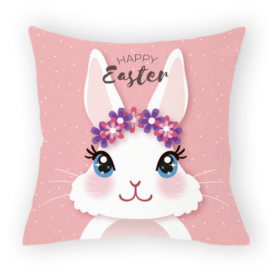 HKM-178579 Easter Cartoon Pillow Cover - 45x45cm Chemical Fiber Cushion Cover