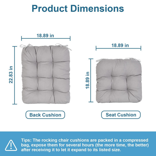 HKM-178835 Waterproof Rocking Chair Cushion Set - Upper & Lower Back Support, Non-Slip Ties, Oxford Cloth, Polyester Filling, Comfortable for Indoor & Outdoor Use