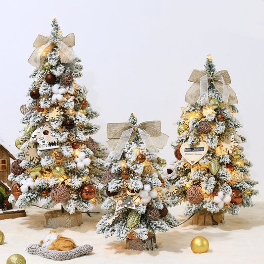 HKM-183187 Flocking Mini PVC Pointed Christmas Tree Decorations - Gold, Golden Red, Golden Brown - 60cm
