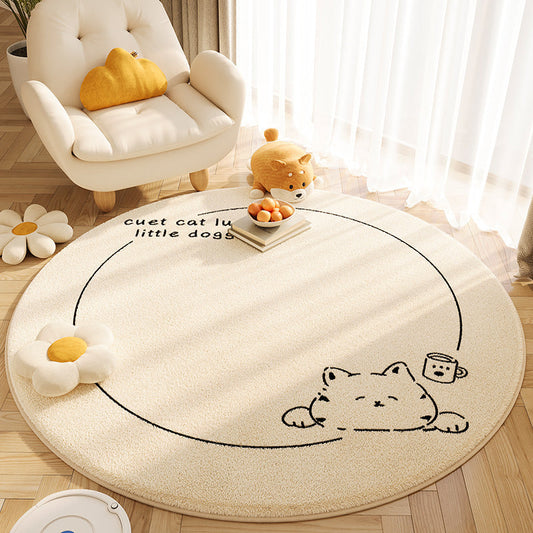 HKM-183955 Circular Cashmere Carpet with Cartoon Anime Patterns, Multiple Sizes Available, Soft and Easy to Clean