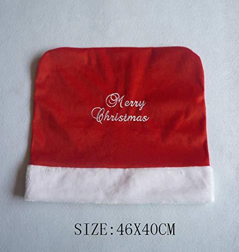 HKM-185811 Embroidered Christmas Red Chair Cover, Cloth Material, 46x40CM, Festive Decor