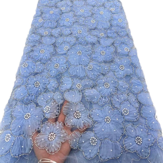 HKM-187667 Three-Dimensional Flower Lace Fabric Foam Tube Mesh - 5 Yards in Multiple Colors