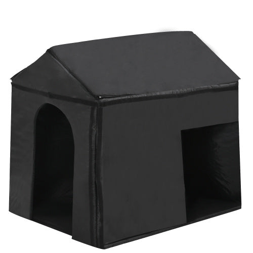 HKM-193107 Large Outdoor Insulated Dog House with Porch, Elevated Floor, and Waterproof Roof for Medium to Large Dogs