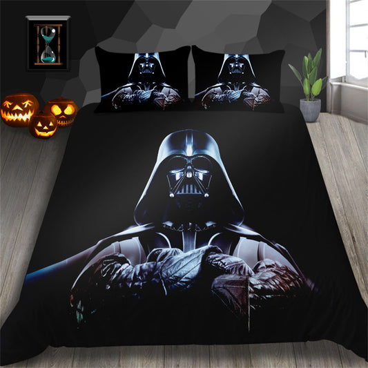 HKM-193427 3D Printed Skull Three-Piece Bedding Set with Duvet Cover, Sheet, and Pillowcase, 200x230cm