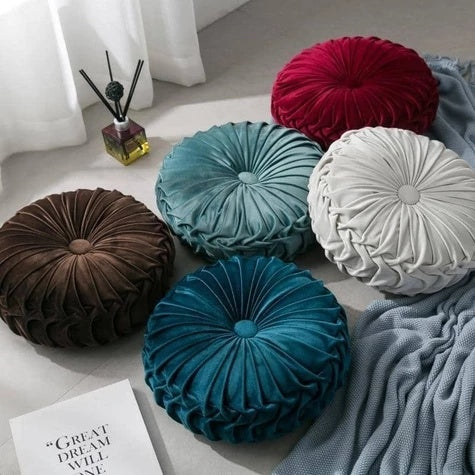 HKM-195539 Plush Velvet Pumpkin Cushion Round Pillow for Living Room and Office