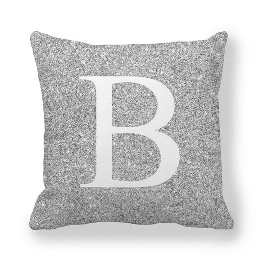 HKM-196371 Gray Shading 26 English Letters Peach Skin Fabric Pillow Cover 45x45cm