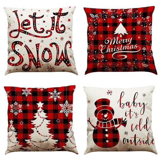 HKM-196947 Christmas Cotton and Linen Throw Pillow Covers in Various Colors - 45 x 45 cm