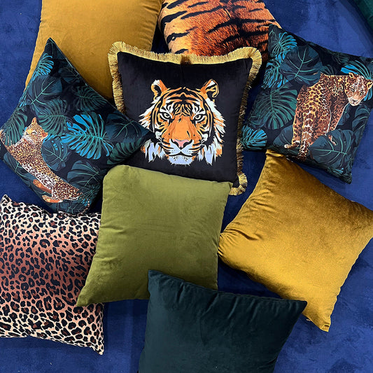 HKM-198547 Minimalist Retro Jungle Plant Plush Pillow Cushion Cover 45x45CM in Multiple Colors