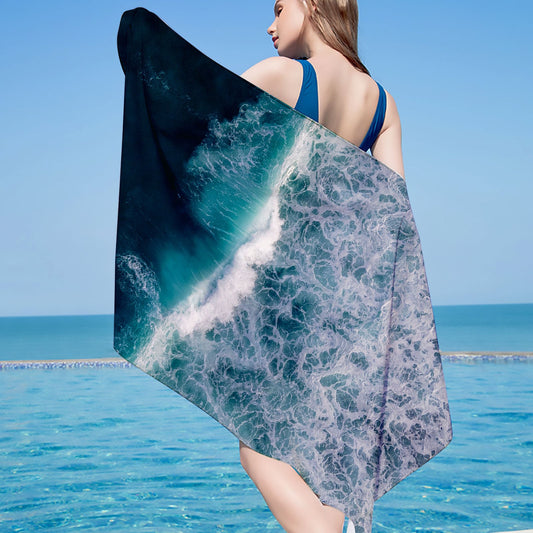 HKM-199123 Ultra-Fine Fiber Flat Woven Square Beach Towel - 150x75cm, Lightweight and Quick-Drying