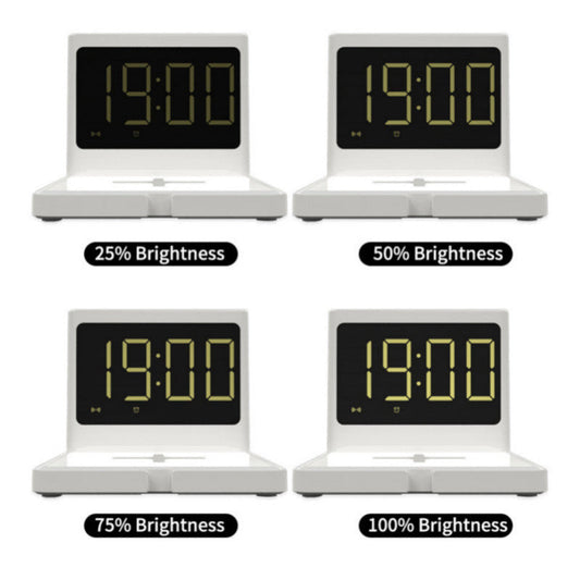 HKM-199763 Fast Wireless Charger with Clock Display – USB and Type-C Charging, Black/White