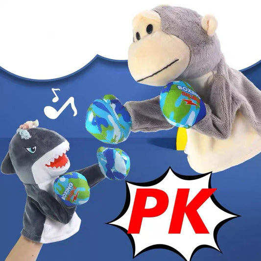 HKM-201107 Interactive Electric Plush Boxing Animal Puppet - Shark & Monkey - Fun for Kids and Family Play