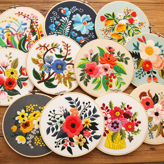 HKM-202003 Handmade DIY Three-Dimensional Flower Hanging Embroidery Kit - Various Styles Available
