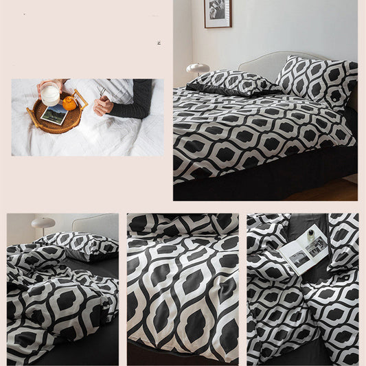HKM-202323 Xinjiang Long-Staple Cotton Geometric Pattern Bedding Set – 4 Pieces, Modern Minimalist Design