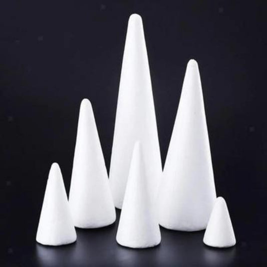 HKM-206419 Craft Foam Cones - Set of 5 Polystyrene Decorative Cones for DIY Projects and Holiday Decor
