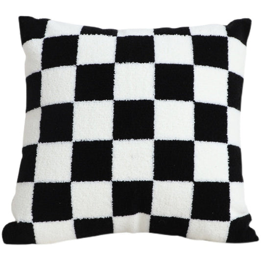 HKM-207059 Black and White Checkerboard Square Pillow for Living Room Sofa