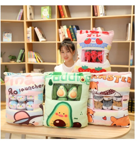 HKM-209875 Large Plush Doll Snack Pillow - Corner Creature Series, Super Soft Animal Design, Multiple Colors Available
