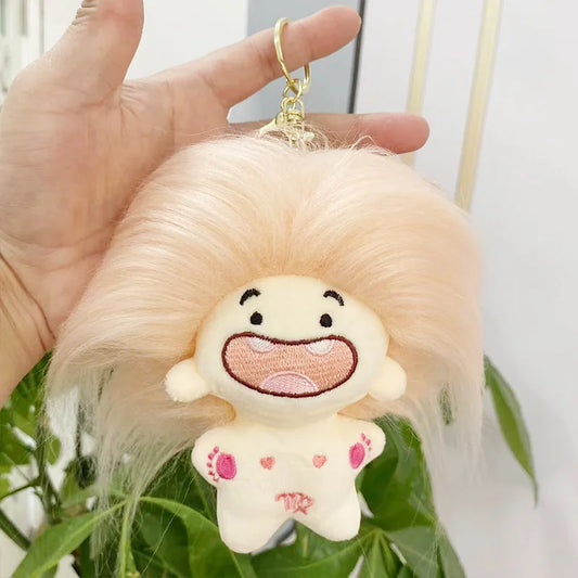 HKM-213203 Colorful Zodiac Signs Mini Plush Keychains - Creative Long Hair Stuffed Dolls for Kids