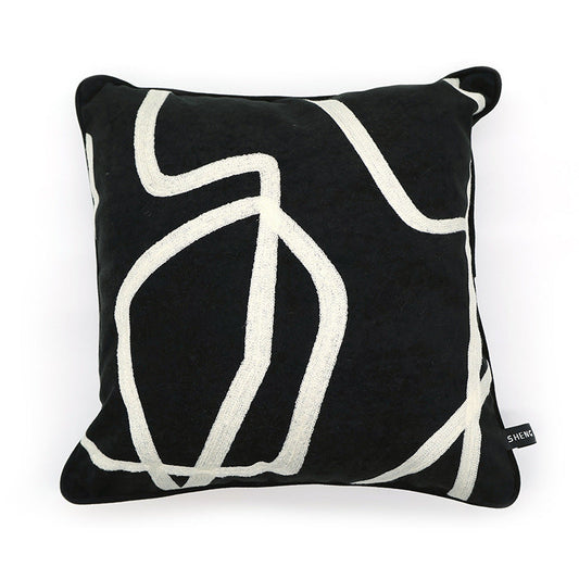 HKM-213331 American Classic Flow Line Striped Pillow Cover - Square and Waist Options in Black, Mocha, and Abstract Patterns