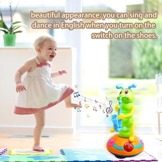 HKM-214163 Electric Dancing Caterpillar Toy with Light and Music for Infants and Toddlers, Ages 0-4 Years