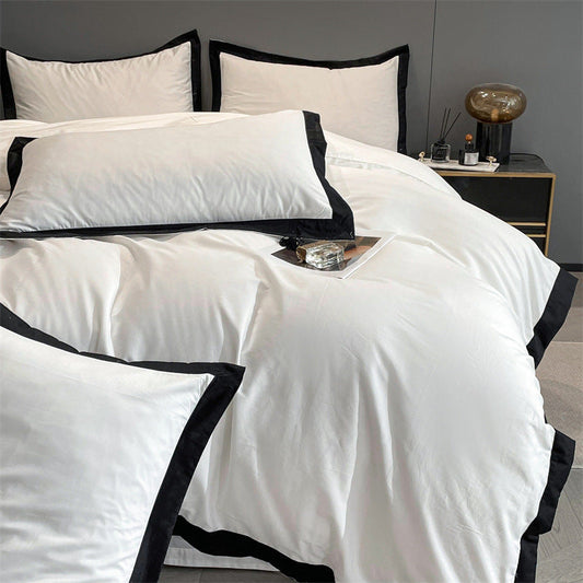 HKM-218131 Modern Solid Color Pure Cotton Four-Piece Fitted Bed Sheet Set