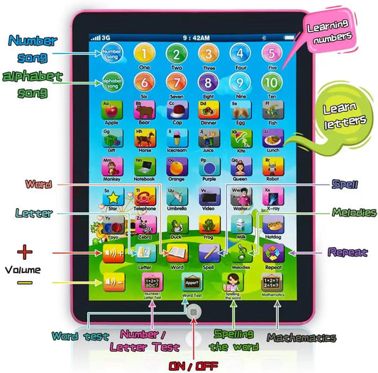HKM-218771 Educational Learning Tablet for Kids - Mini Portable Reading Machine for Ages 2-13