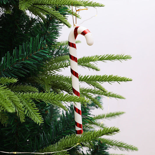 HKM-219091 Red and White Plastic Christmas Tree Crutches Prop Decorations - 17cm (Pack of 6)