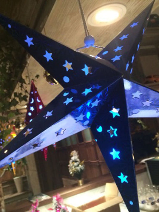 HKM-219731 Five-Pointed Star Christmas Ornaments in Gold, Red, Blue, Green, Silver - 30cm, 45cm, 60cm
