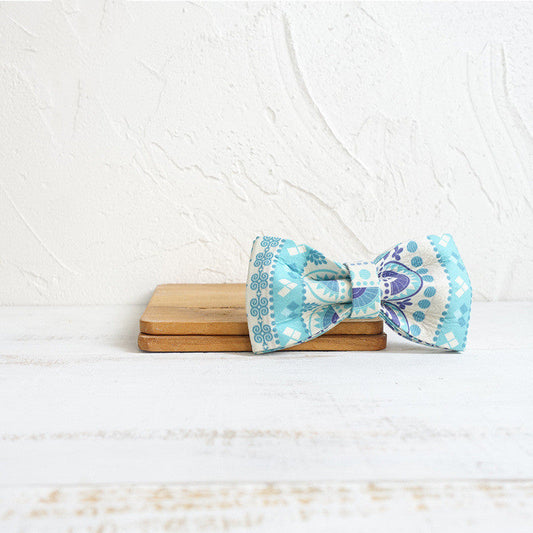 HKM-219795 Blue Polyester Pet Bow Tie Collar - Adjustable Sizes XS to XL