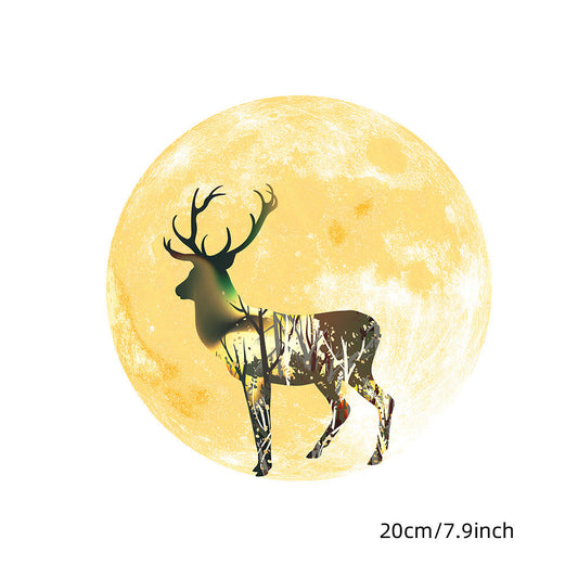 HKM-220563 Medium Christmas Moon Wall Stickers, PVC Mural Decor for Bedroom