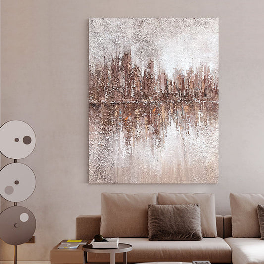 HKM-221203 Hand-Painted Abstract Oil Painting on Canvas - Minimalist Texture Wall Art for Living Room and Bedroom Decor