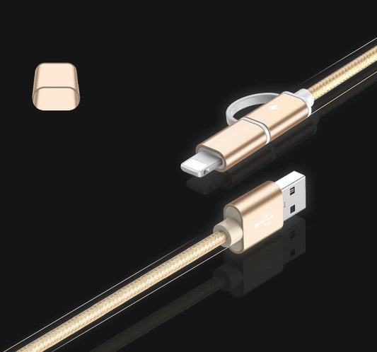 HKM-221459 2 in 1 USB Type C & Micro USB Braided Fast Charger Cable, 1m, High Voltage Design, Compatible with Mate 8, S9, P10 Lite, Honor 9