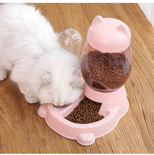 HKM-223443 Automatic Pet Water and Food Dispenser for Cats and Dogs - 528ml Water Capacity, 2.2L Grain Storage