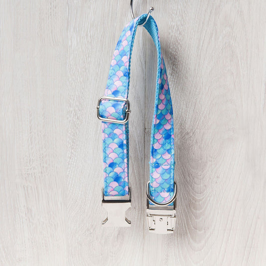 HKM-223571 Mermaid Pattern Polyester Pet Collar in Multiple Sizes