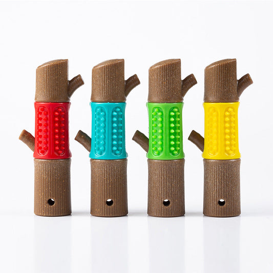 HKM-225171 Molar Stick Dog Toy for Teeth Cleaning - Durable Wood Plastic TPR Design in Multiple Colors