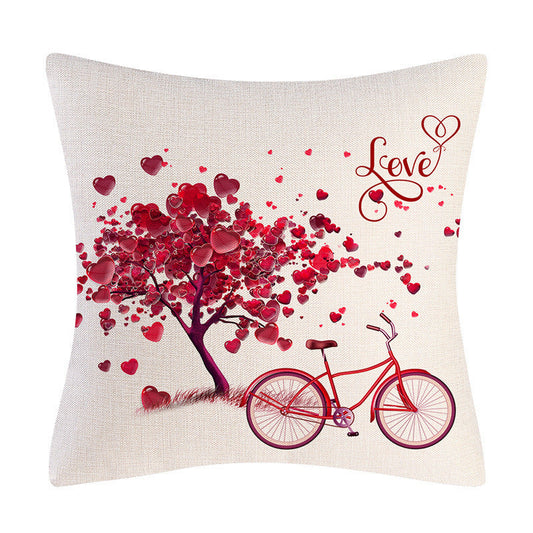 HKM-226259 Nordic Cartoon Anime Linen Pillowcase for Valentine's Day Gift