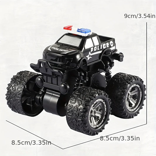 HKM-226515 Rotatable Four-Wheel Drive Police Car Toy with Inertial Stunt Action for Kids Ages 2 and Up