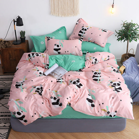 HKM-227347 Cotton Blend Bed Set with Reactive Printing and Plain Weave Design