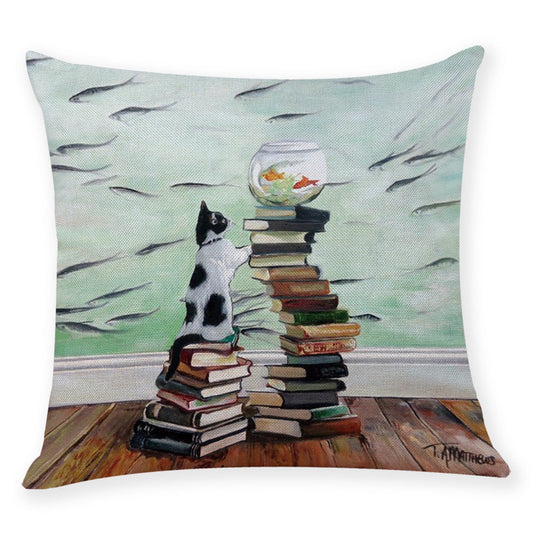 HKM-228563 Creative Cotton and Linen Pillowcase – 45x45 Size with Encrypted Linen, Available in Multiple Colors