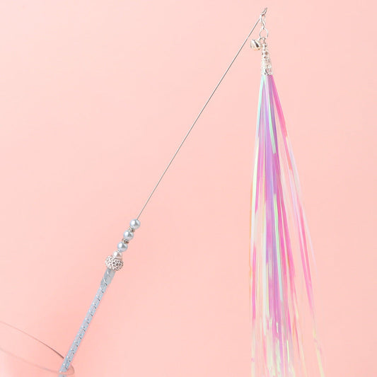 HKM-229651 Acrylic Cat Stick with Mixed Color Silky Paper Tassels - 46cm Length