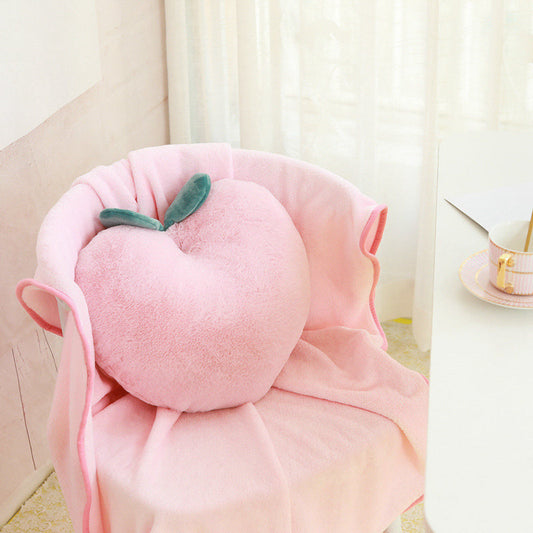 HKM-231763 Fruit Plush Toy Peach Cushion with Blanket - Soft PP Cotton Filling, 40x35cm Pillow Size