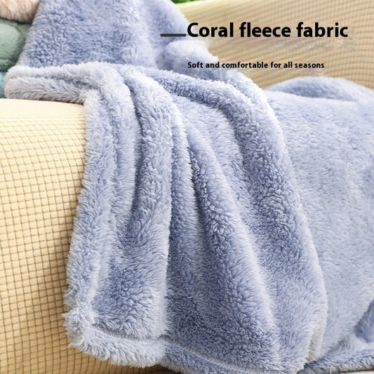 HKM-234067 Cozy Coral Fleece Dog Blanket for Comfortable Sleep - Random Color Pattern