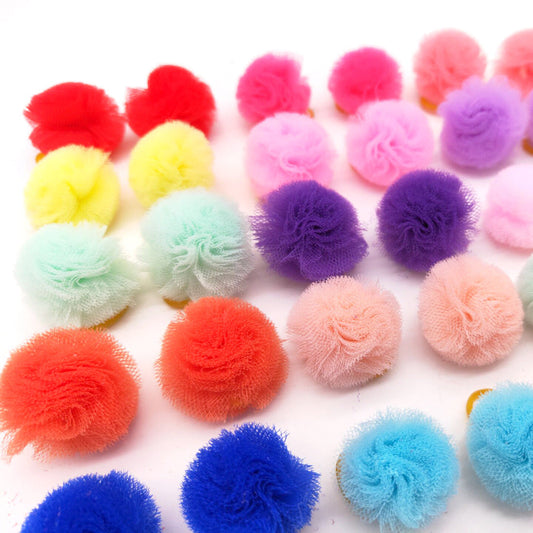 HKM-234387 Cute Pet Mesh Ball Rubber Band Head Flower