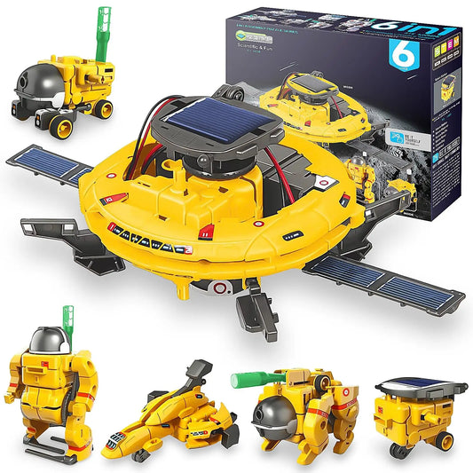 HKM-234451 6-in-1 Educational Solar Robot Toys for STEM Projects - Solar-Powered Space Kits