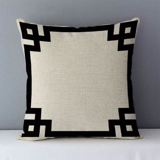 HKM-239763 Geometric Abstract Linen Throw Pillow Cover for Modern Home Decor