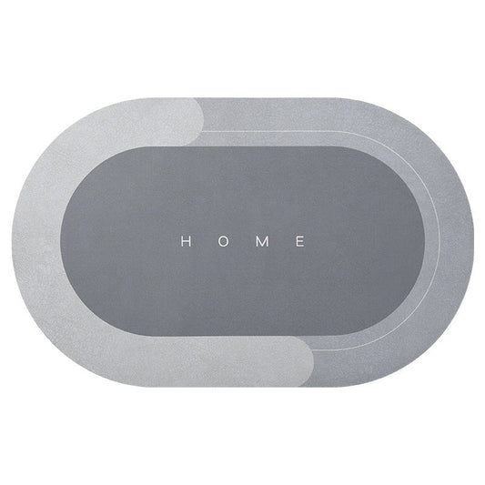 HKM-243219 Absorbent Quick-Drying Oval and Rectangular Floor Mats in Multiple Colors for Home Use